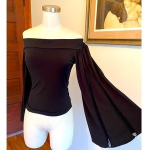 Black Bell Sleeve Off Shoulder Top Made in FRANCE
